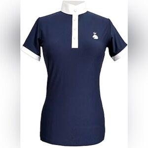 HR Farm Women's Equestrian Show Navy Blue Polo Shirt